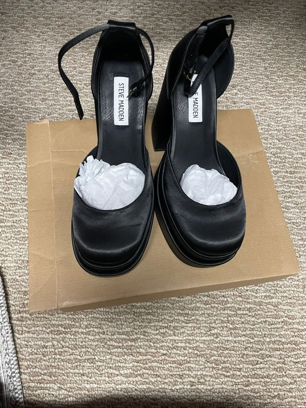 Steve Madden Black Platform Mary Jane Heels with Ankle Strap